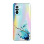 For Xiaomi Redmi K40 / K40 Pro / Poco F3 Laser Marble Pattern Clear TPU Shockproof Protective Case(Blue)