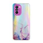 For Xiaomi Redmi K40 / K40 Pro / Poco F3 Laser Marble Pattern Clear TPU Shockproof Protective Case(Pink)