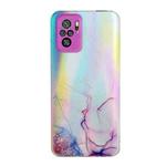 For Xiaomi Redmi Note 10 4G Laser Marble Pattern Clear TPU Shockproof Protective Case(Pink)