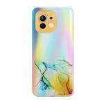 For Xiaomi Mi 11 Laser Marble Pattern Clear TPU Shockproof Protective Case(Yellow)