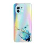 For Xiaomi Mi 11 Laser Marble Pattern Clear TPU Shockproof Protective Case(Blue)