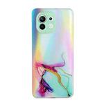 For Xiaomi Mi 11 Lite Laser Marble Pattern Clear TPU Shockproof Protective Case(Green)