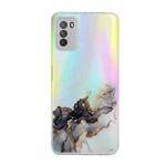 For Xiaomi Poco M3 Laser Marble Pattern Clear TPU Shockproof Protective Case(Black)