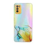 For Xiaomi Poco M3 Laser Marble Pattern Clear TPU Shockproof Protective Case(Yellow)