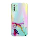 For Xiaomi Poco M3 Laser Marble Pattern Clear TPU Shockproof Protective Case(Green)