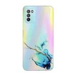 For Xiaomi Poco M3 Laser Marble Pattern Clear TPU Shockproof Protective Case(Blue)