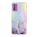 For Xiaomi Poco M3 Laser Marble Pattern Clear TPU Shockproof Protective Case(Pink)