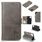 For iPhone 13 Pro Max Embossed Happy Cat Pattern Horizontal Flip Leather Case with Holder & Card Slots & Wallet (Grey)