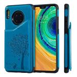 For Huawei Mate 30 Cat Tree Embossing Pattern Shockproof Protective Case with Card Slots & Photo Frame(Blue)