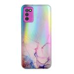 For Samsung Galaxy A02s Laser Marble Pattern Clear TPU Shockproof Protective Case(Pink)