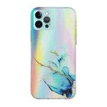 For iPhone 12 mini Laser Marble Pattern Clear TPU Shockproof Protective Case (Blue)