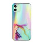 For iPhone 12 Laser Marble Pattern Clear TPU Shockproof Protective Case(Green)
