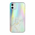 For iPhone 12 Laser Marble Pattern Clear TPU Shockproof Protective Case(Gray)