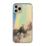 For iPhone 11 Pro Laser Marble Pattern Clear TPU Shockproof Protective Case (Black)