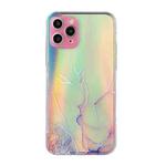 For iPhone 11 Pro Laser Marble Pattern Clear TPU Shockproof Protective Case (Pink)