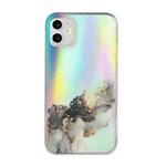 For iPhone 11 Laser Marble Pattern Clear TPU Shockproof Protective Case (Black)