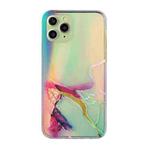 For iPhone 11 Pro Max Laser Marble Pattern Clear TPU Shockproof Protective Case (Green)