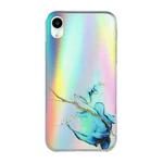 For iPhone XR Laser Marble Pattern Clear TPU Shockproof Protective Case(Blue)