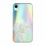 For iPhone XR Laser Marble Pattern Clear TPU Shockproof Protective Case(Gray)