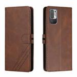 For Xiaomi Redmi Note 10 5G Stitching Style 2-Color Cow Texture Horizontal Flip PU Leather Case with Holder & Card Slot & Lanyard(Brown)