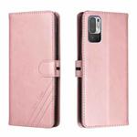For Xiaomi Redmi Note 10 5G Stitching Style 2-Color Cow Texture Horizontal Flip PU Leather Case with Holder & Card Slot & Lanyard(Rose Gold)