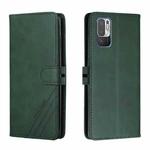 For Xiaomi Redmi Note 10 5G Stitching Style 2-Color Cow Texture Horizontal Flip PU Leather Case with Holder & Card Slot & Lanyard(Green)