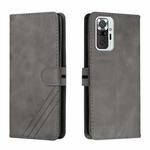 For Xiaomi Redmi Note 10 Pro Stitching Style 2-Color Cow Texture Horizontal Flip PU Leather Case with Holder & Card Slot & Lanyard(Gray)