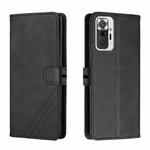 For Xiaomi Redmi Note 10 Pro Stitching Style 2-Color Cow Texture Horizontal Flip PU Leather Case with Holder & Card Slot & Lanyard(Black)