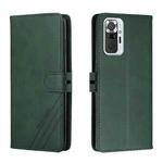 For Xiaomi Redmi Note 10 Pro Stitching Style 2-Color Cow Texture Horizontal Flip PU Leather Case with Holder & Card Slot & Lanyard(Green)