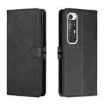For Xiaomi Mi 10S Stitching Style 2-Color Cow Texture Horizontal Flip PU Leather Case with Holder & Card Slot & Lanyard(Black)