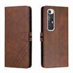 For Xiaomi Mi 10S Stitching Style 2-Color Cow Texture Horizontal Flip PU Leather Case with Holder & Card Slot & Lanyard(Brown)