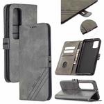For Xiaomi Mi 10 Ultra Stitching Style 2-Color Cow Texture Horizontal Flip PU Leather Case with Holder & Card Slot & Lanyard(Gray)