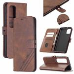 For Xiaomi Mi 10 Ultra Stitching Style 2-Color Cow Texture Horizontal Flip PU Leather Case with Holder & Card Slot & Lanyard(Brown)