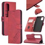 For Xiaomi Mi 10 Ultra Stitching Style 2-Color Cow Texture Horizontal Flip PU Leather Case with Holder & Card Slot & Lanyard(Red)