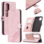 For Xiaomi Mi 10 Ultra Stitching Style 2-Color Cow Texture Horizontal Flip PU Leather Case with Holder & Card Slot & Lanyard(Rose Gold)