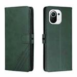 For Xiaomi Mi 11 Stitching Style 2-Color Cow Texture Horizontal Flip PU Leather Case with Holder & Card Slot & Lanyard(Green)