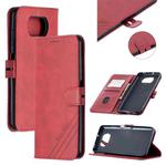 For Xiaomi Poco X3 NFC Stitching Style 2-Color Cow Texture Horizontal Flip PU Leather Case with Holder & Card Slot & Lanyard(Red)