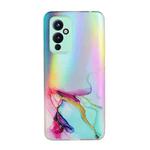 For OnePlus 9 Laser Marble Pattern Clear TPU Shockproof Protective Case(Green)