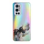 For OnePlus 9 Pro Laser Marble Pattern Clear TPU Shockproof Protective Case(Black)