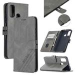 For Huawei P smart 2020 Stitching Style 2-Color Cow Texture Horizontal Flip PU Leather Case with Holder & Card Slot & Lanyard(Gray)