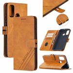 For Huawei P smart 2020 Stitching Style 2-Color Cow Texture Horizontal Flip PU Leather Case with Holder & Card Slot & Lanyard(Yellow)