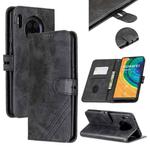 For Huawei Mate 30 Stitching Style 2-Color Cow Texture Horizontal Flip PU Leather Case with Holder & Card Slot & Lanyard(Black)