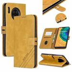 For Huawei Mate 30 Stitching Style 2-Color Cow Texture Horizontal Flip PU Leather Case with Holder & Card Slot & Lanyard(Yellow)