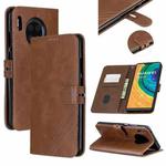 For Huawei Mate 30 Stitching Style 2-Color Cow Texture Horizontal Flip PU Leather Case with Holder & Card Slot & Lanyard(Brown)
