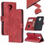 For Huawei Mate 30 Lite Stitching Style 2-Color Cow Texture Horizontal Flip PU Leather Case with Holder & Card Slot & Lanyard(Red)