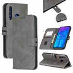 For Huawei P40 lite E / Y7p Stitching Style 2-Color Cow Texture Horizontal Flip PU Leather Case with Holder & Card Slot & Lanyard(Gray)