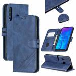 For Huawei P40 lite E / Y7p Stitching Style 2-Color Cow Texture Horizontal Flip PU Leather Case with Holder & Card Slot & Lanyard(Blue)