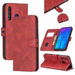 For Huawei P40 lite E / Y7p Stitching Style 2-Color Cow Texture Horizontal Flip PU Leather Case with Holder & Card Slot & Lanyard(Red)