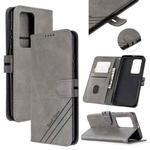 For Huawei P40 Pro Stitching Style 2-Color Cow Texture Horizontal Flip PU Leather Case with Holder & Card Slot & Lanyard(Gray)