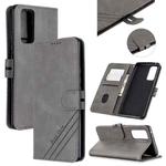 For Huawei Honor 30 Stitching Style 2-Color Cow Texture Horizontal Flip PU Leather Case with Holder & Card Slot & Lanyard(Gray)